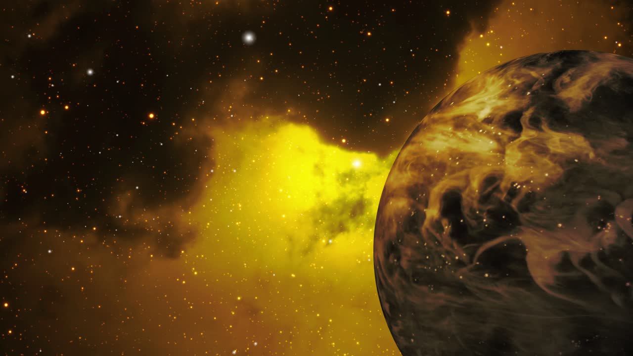 espacio amarillo profundo y planetas