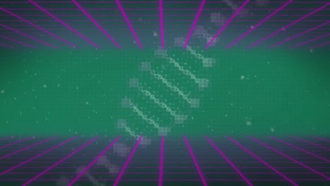 메타버스 공간에서 회전하는 dna 사슬의 애니메이션