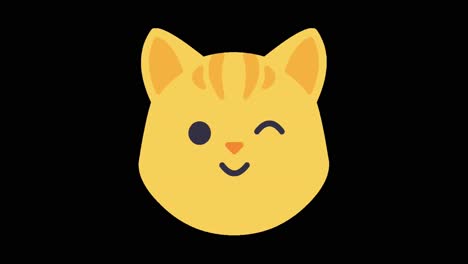 animated cat winking emoji love emoticon black screen 4k