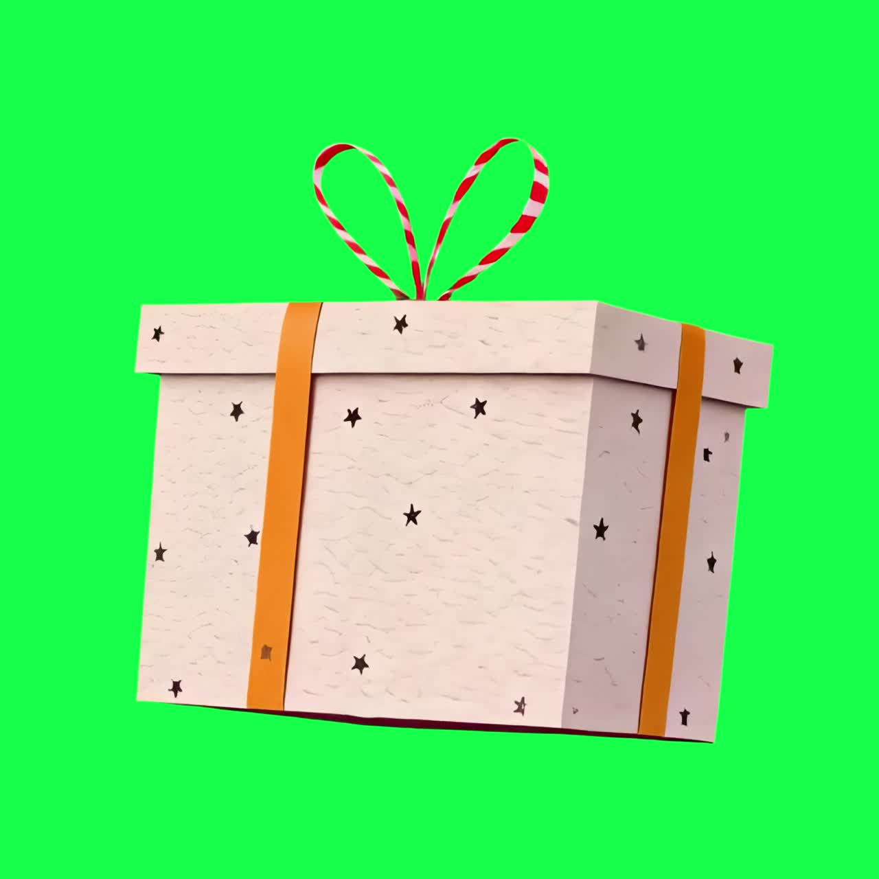 Festive gift box illustration animation, transparent 4K video, green screen