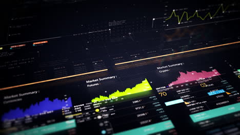 Business-Börse,-Handel,-Infografik-Mit-Animierten-Grafiken,-Diagrammen-Und-Datenzahlen-Insight-Analyse,-Die-Auf-Dem-Monitorbildschirm-Für-Business-Meeting-Mock-up-Themen-Angezeigt-Werden