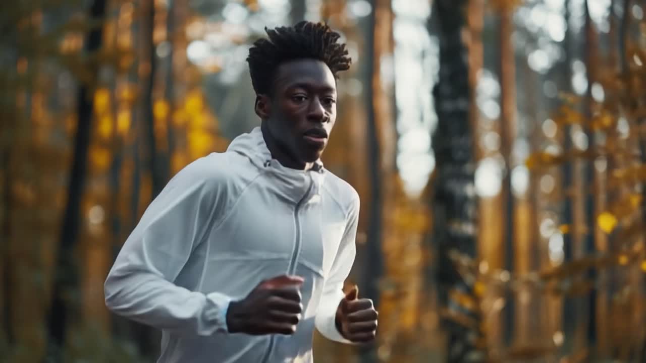 hombre corriendo en el bosque