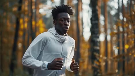 man running in the forest