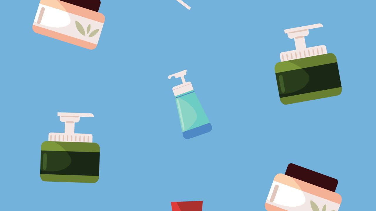화장품 제품 비 패턴 애니메이션