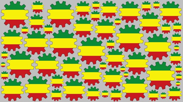 Bolivian flag gears spinning background