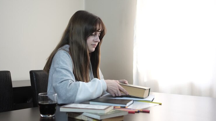 Studente che finisce di studiare