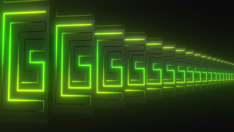 green neon maze tunnel