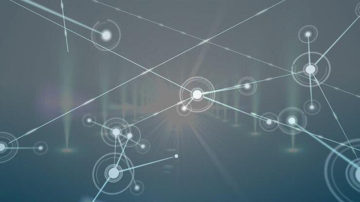 Animation of rows of spotlights and network of connections