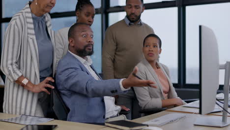 Business-man,-computer-and-team-with-angry-mentor