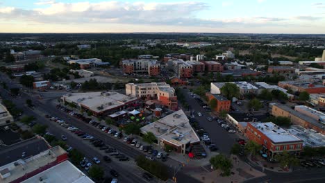 aerial view of a town at dusk