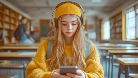 teenage girl studying in the classroom