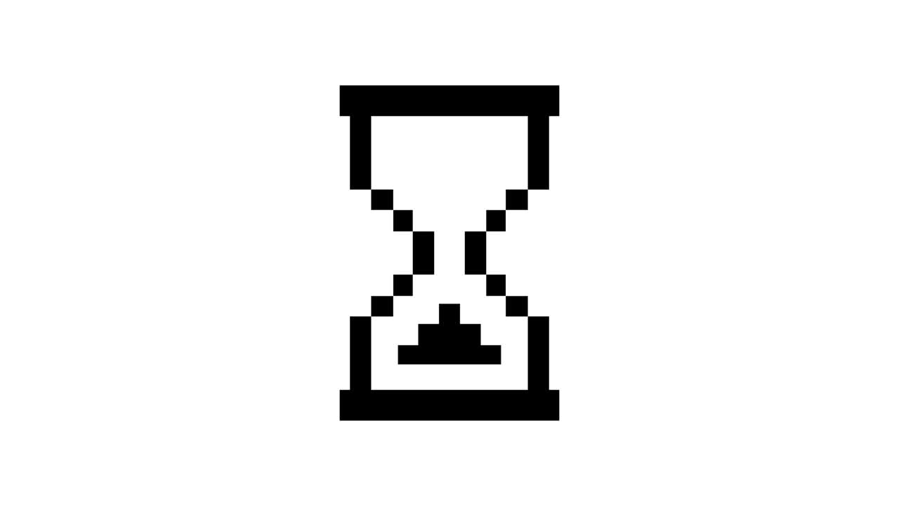 Hourglass waiting sign on transparent background with alpha channel. Animation of seamless loop.