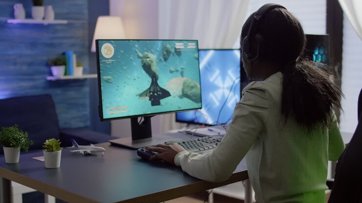 Afrikansk cybergamer tager headset på inden online videospil.