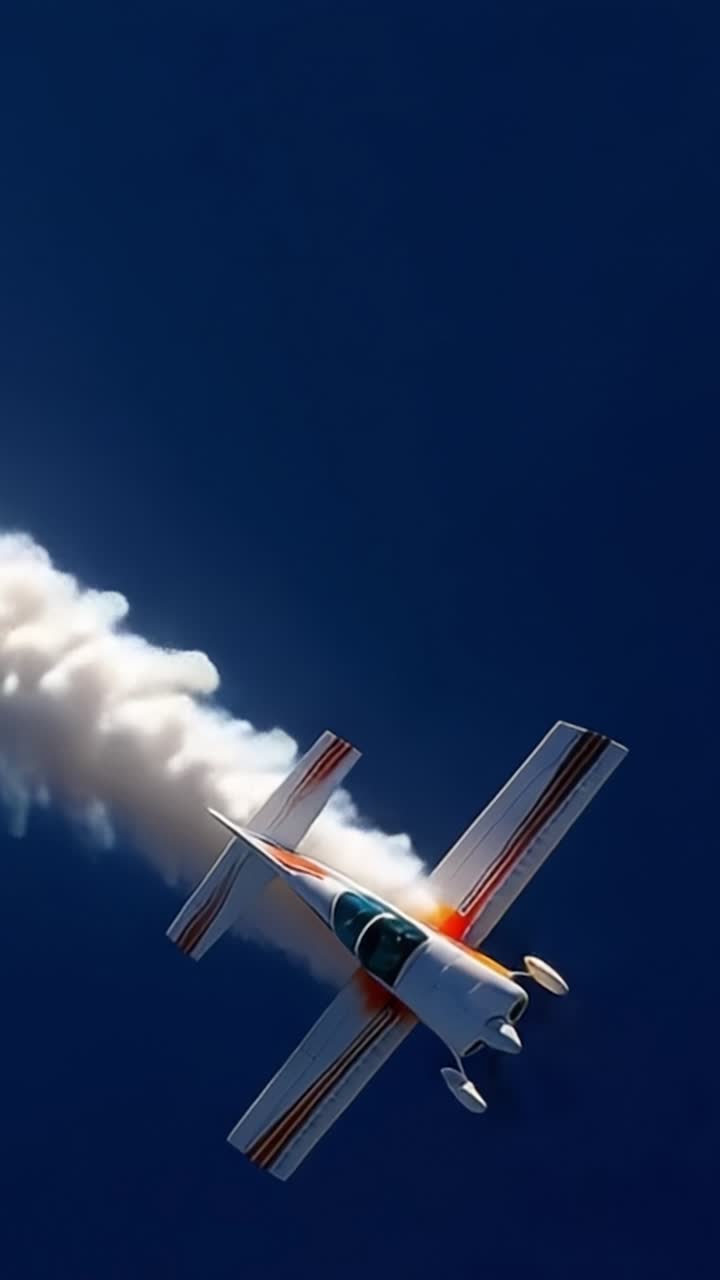 Acrobazie Aeree: Spettacolare Aereo Acrobatico che Esegue una Manovra Dinamica con Scie di Condensazione in un Cielo Blu Brillante