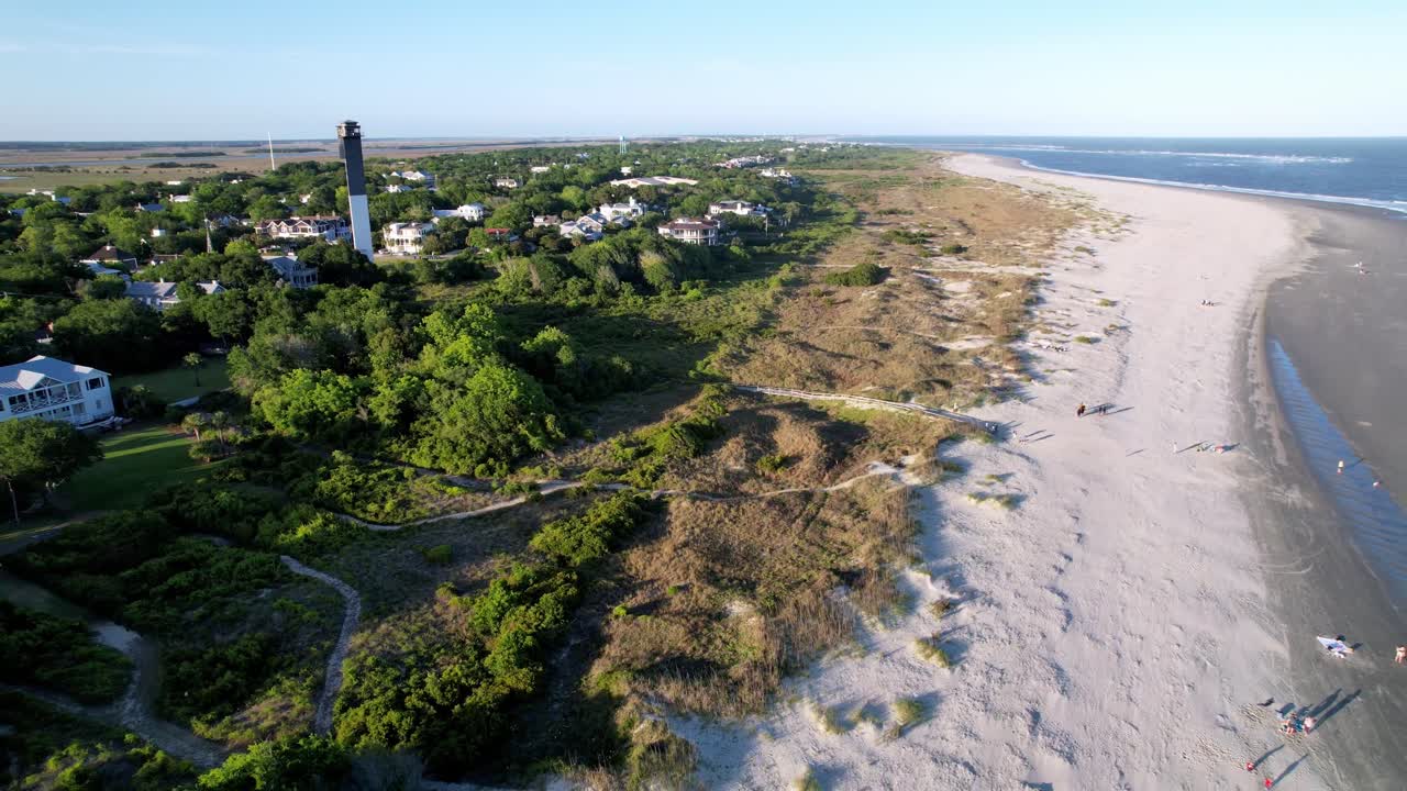 Spiaggia e faro di Sullivan's Island, Sullivan's Island SC, Sullivan's Island Carolina del Sud vicino a Charleston SC