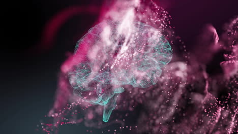 animación del cerebro digital girando sobre las manchas rosas