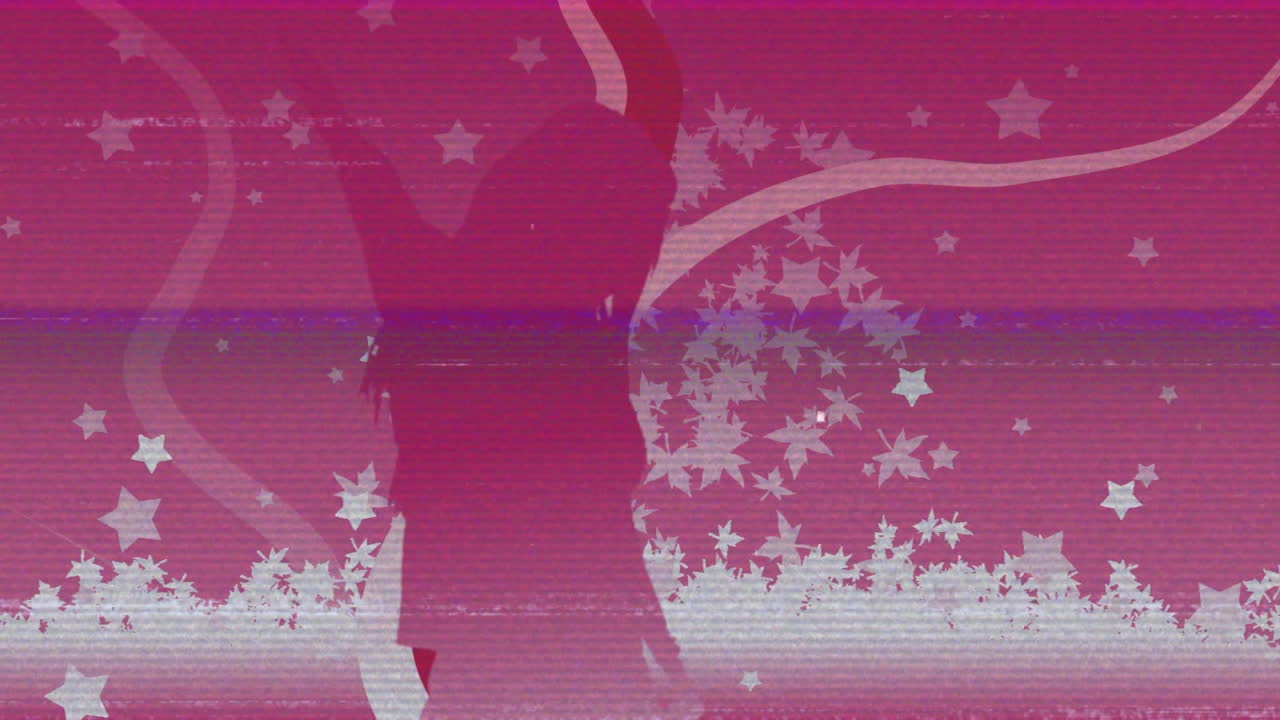 분홍색 배경에 춤추는 여성의 빈티지 비디오