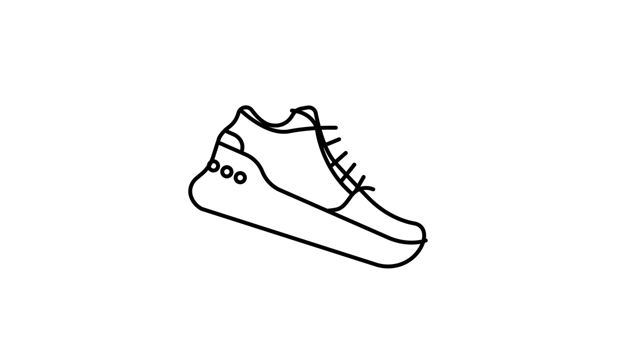 Disegno al tratto animato di una sneaker moderna