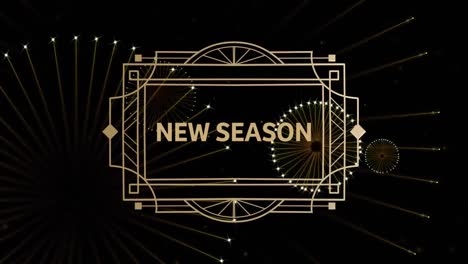 Animation-of-new-season-text-over-fireworks-on-black-background
