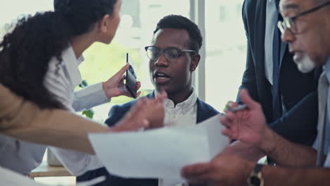 black man, paperwork and time management stress