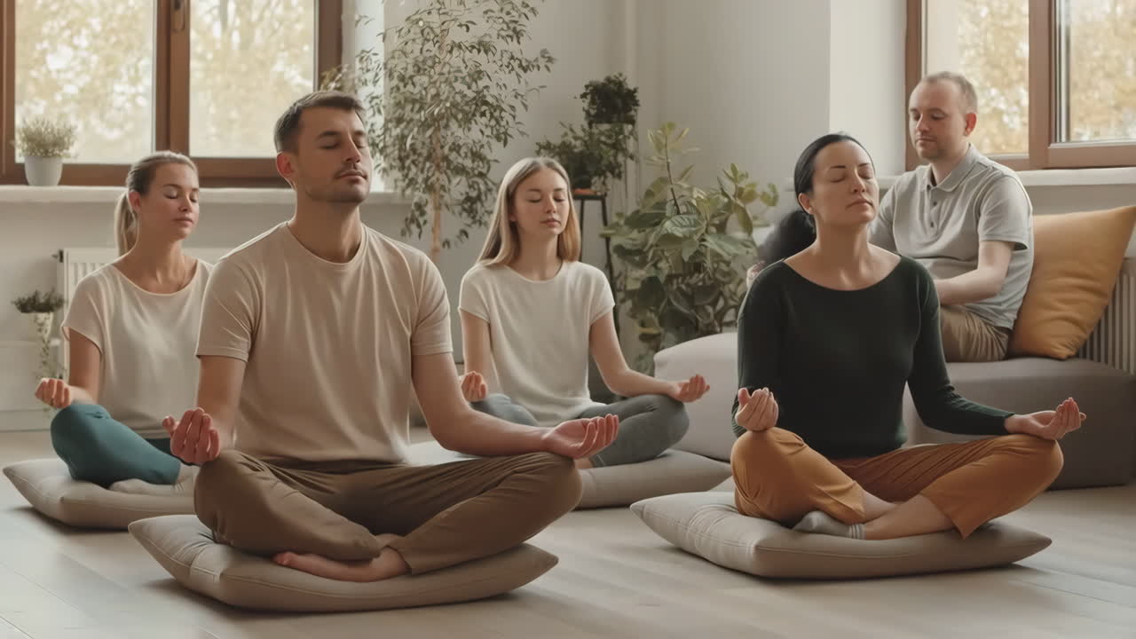 sesión de meditación en grupo