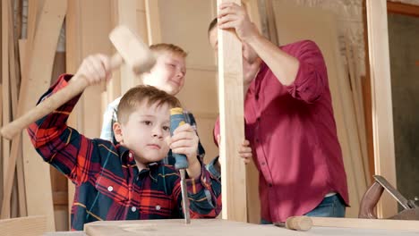 father and sons woodworking project