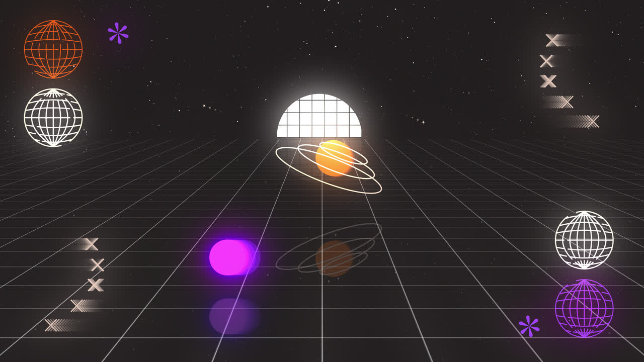 레트로 사이버 크 스페이스 그리드 배경