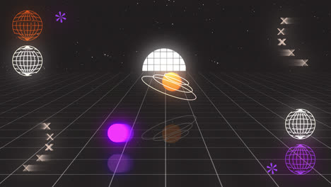 el fondo de la cuadrícula espacial retro cyberpunk
