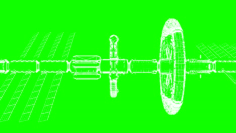 pantalla verde, dibujo técnico abstracto se mueve horizontalmente, bucle sin costuras, animación cg