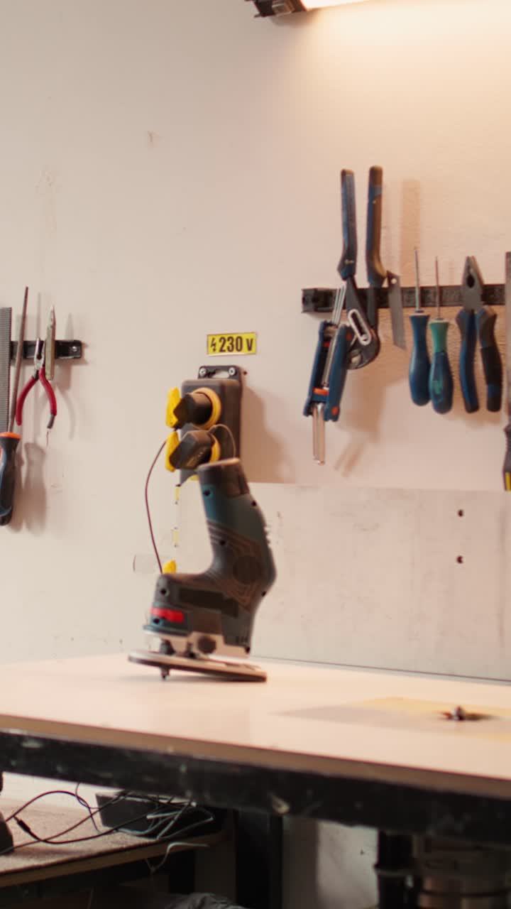 Organized Workshop Interior with Various Tools and Equipment
