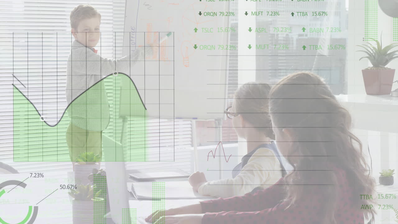 Financial data other young people in classroom.