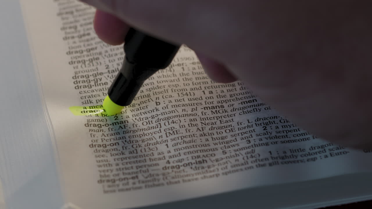 Drag Net Political Dictionary Highlighter Concept, highlighting a word in a dictionary to show it's definition