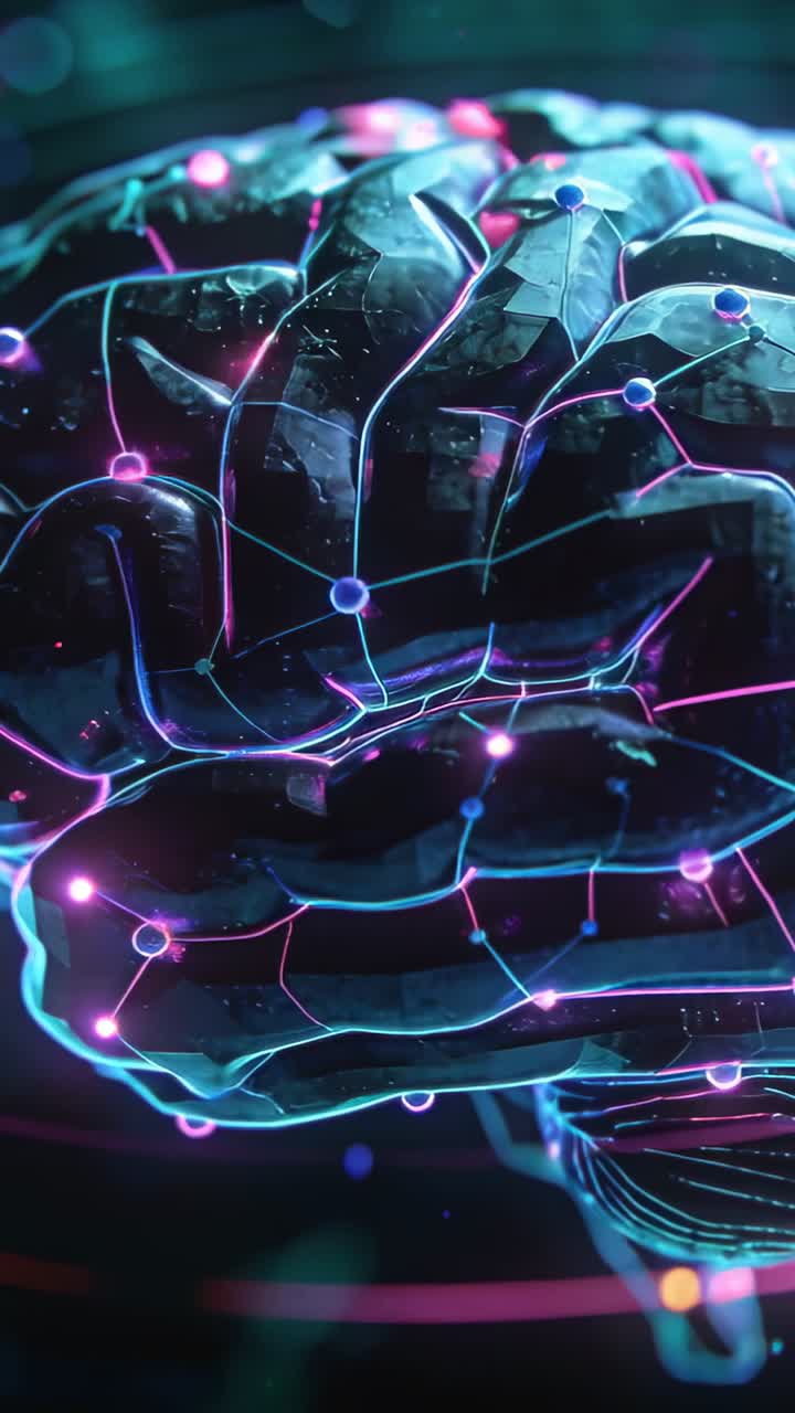 Metallic brain shifting, frame shift initiating neon pulses along lines, lighting nodes for tech