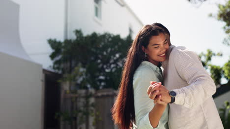 Kiss,-couple-and-dance-in-backyard-for-love