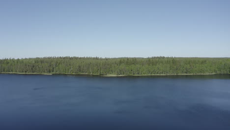 lake on the shore of a camping evo, finland. drone view.