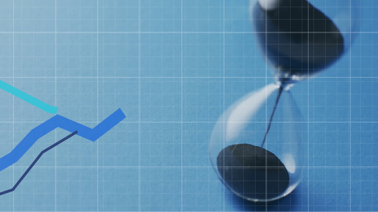 Animação de processamento de dados financeiros sobre ampulheta
