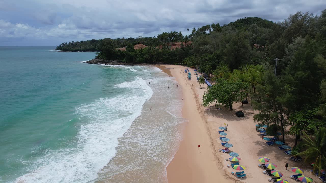 Ocean waves crashing on Surin beach phuket thailand May 2025
