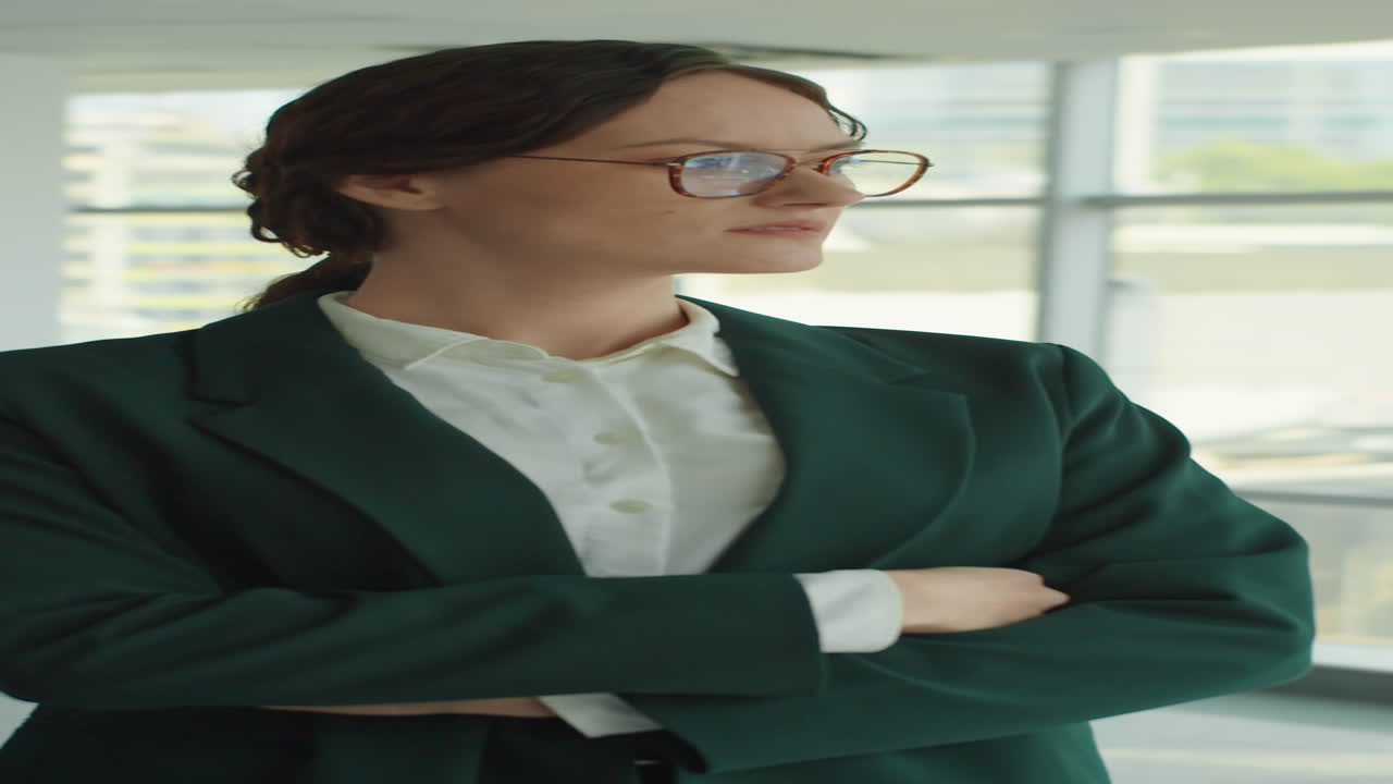 Vertical Portrait of Female Solopreneur at Contemporary Coworking Space