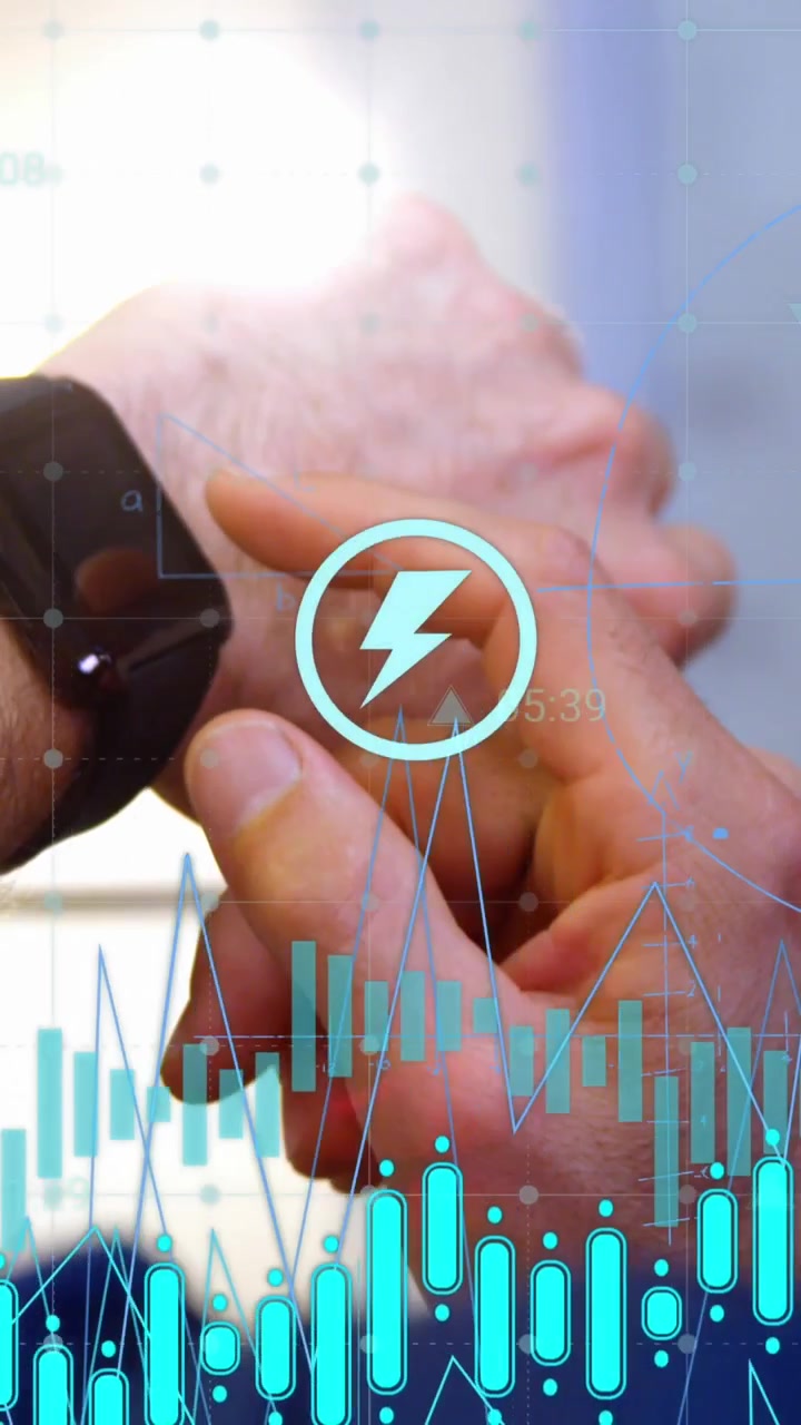 Animação de ícones digitais e processamento de dados sobre o tronco de um homem usando um smartwatch