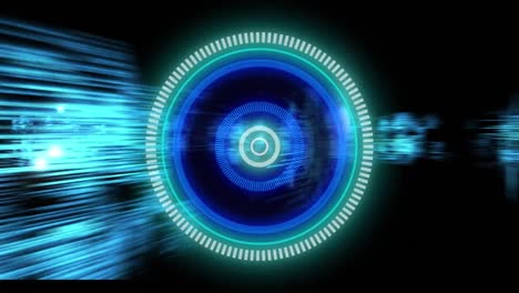 animación del escaneo del alcance sobre el procesamiento de datos sobre fondo negro