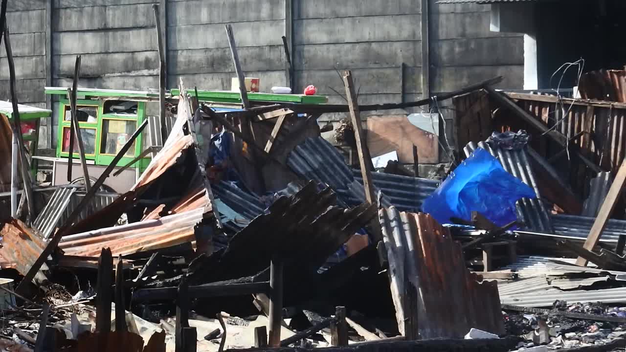 Residents' houses were destroyed by the explosion of a Pertamina fuel storage tank near a densely populated settlement in Plumpang, North Jakarta, Indonesia