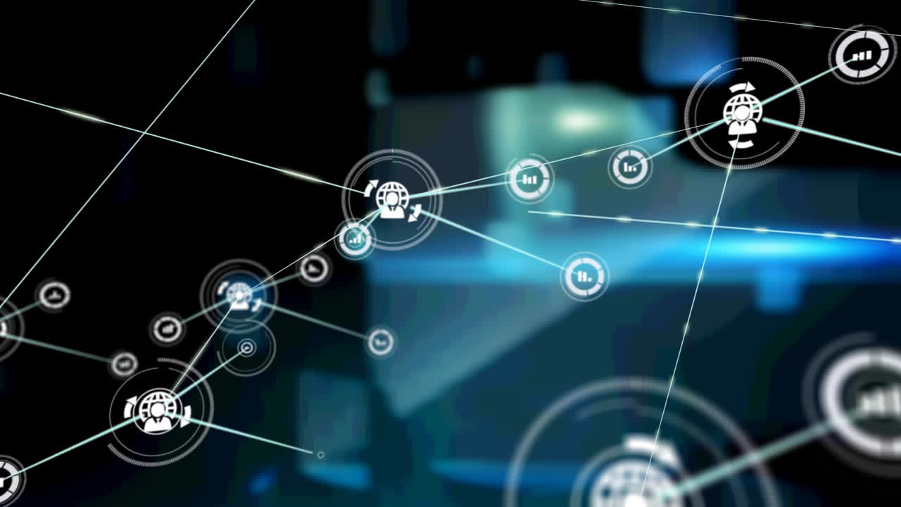 animación de la red de conexiones sobre el fondo de la marina