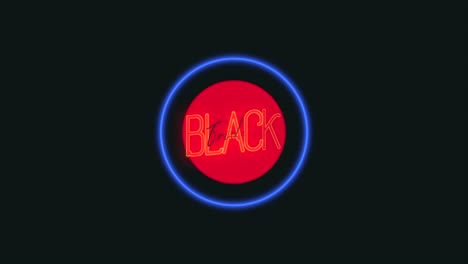 viernes negro con círculo rojo de neón y patrón de puntos azules