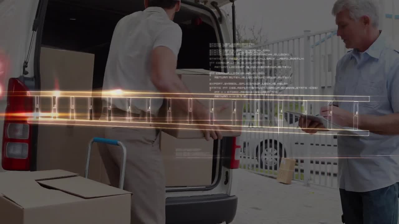 데이터 처리 및 dna 스트랜드의 애니메이션 두 배달 남자