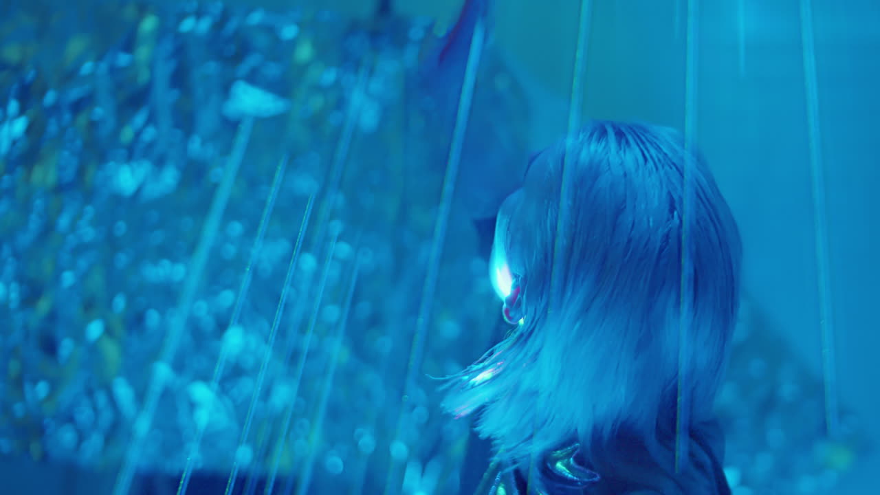 Alien Woman in Laser Light Beams