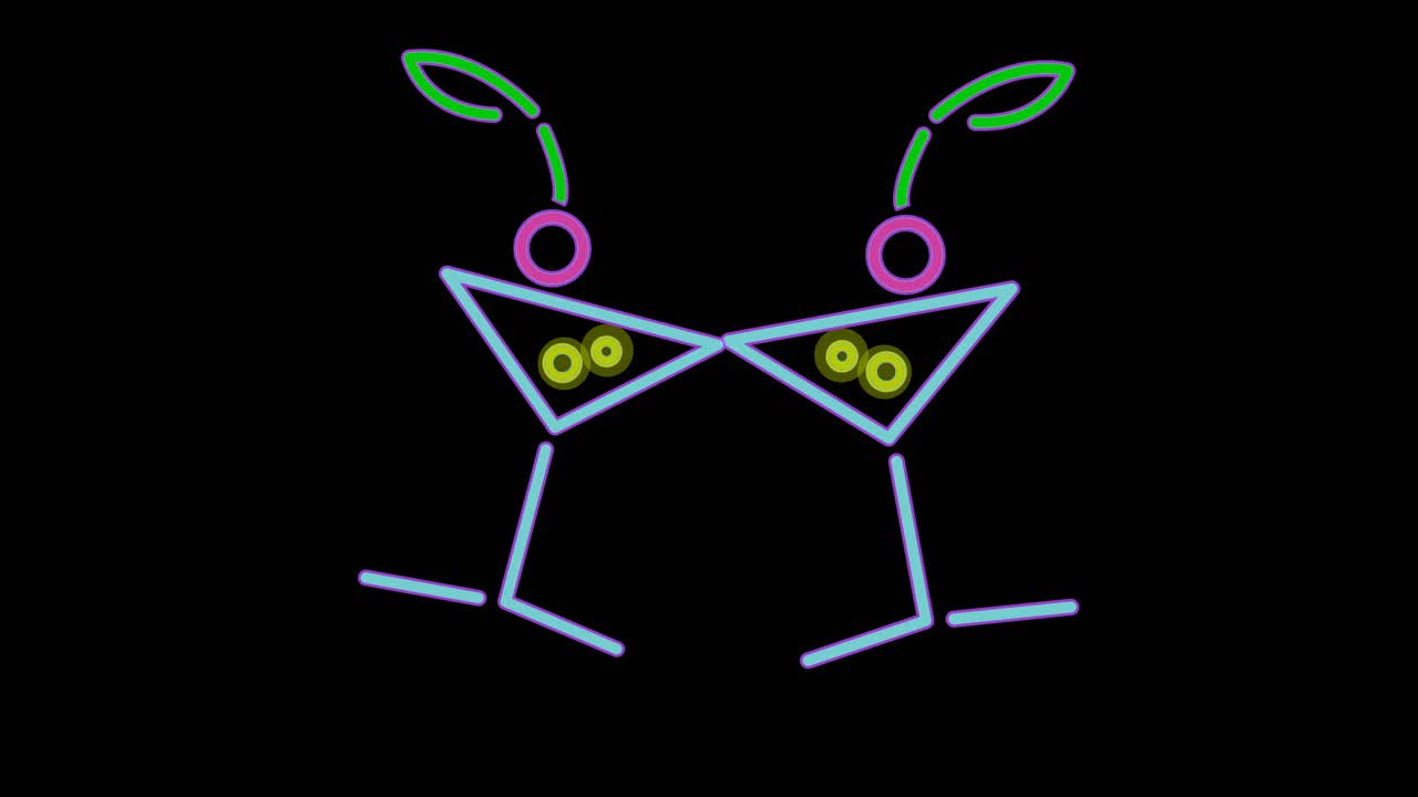 黒い背景のネオンドリンクのアニメーション