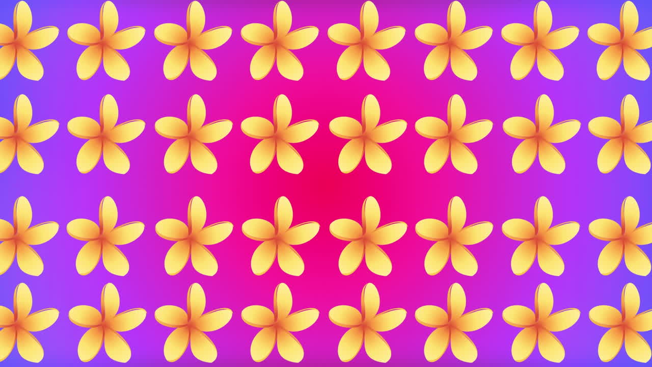 animación de múltiples flores amarillas sobre un fondo colorido