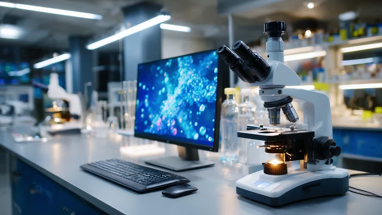 Exploring Microbial Life: A Fascinating Journey Through the Laboratory with a High-Resolution Microscope Capturing Stunning Visuals on Digital Displays of Microscopic Organisms and Scientific Discoveries