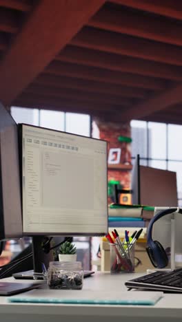 vertical video empty ai tech agency workspace providing custom software development services