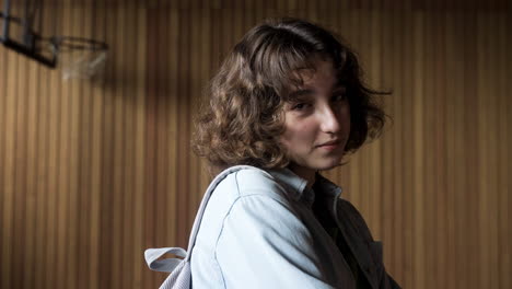 teenager in the school gym